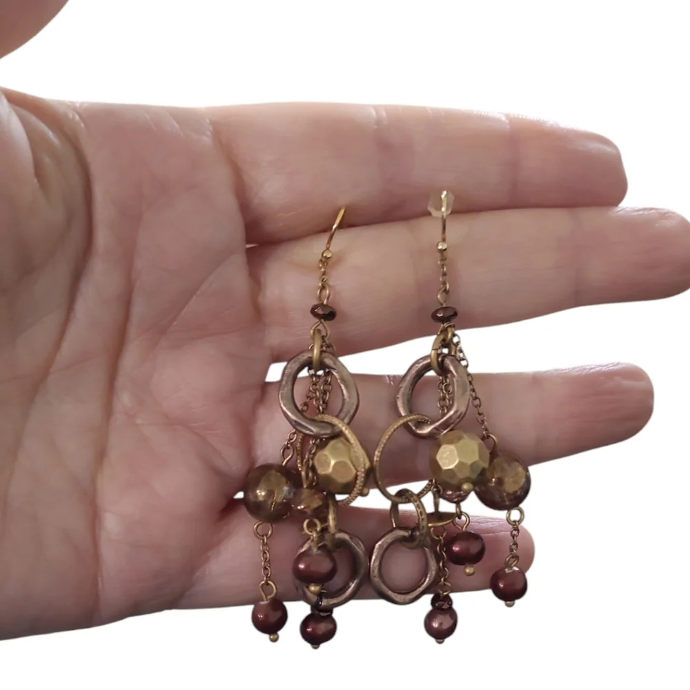 Chico's Gold and Brown Dangle Earrings